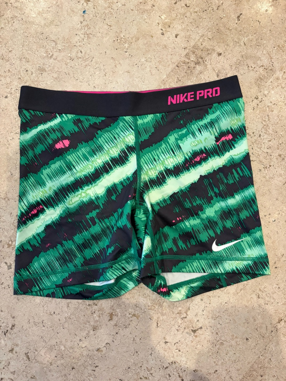 Nike Green and Black Patterned spandex with Pink Accents